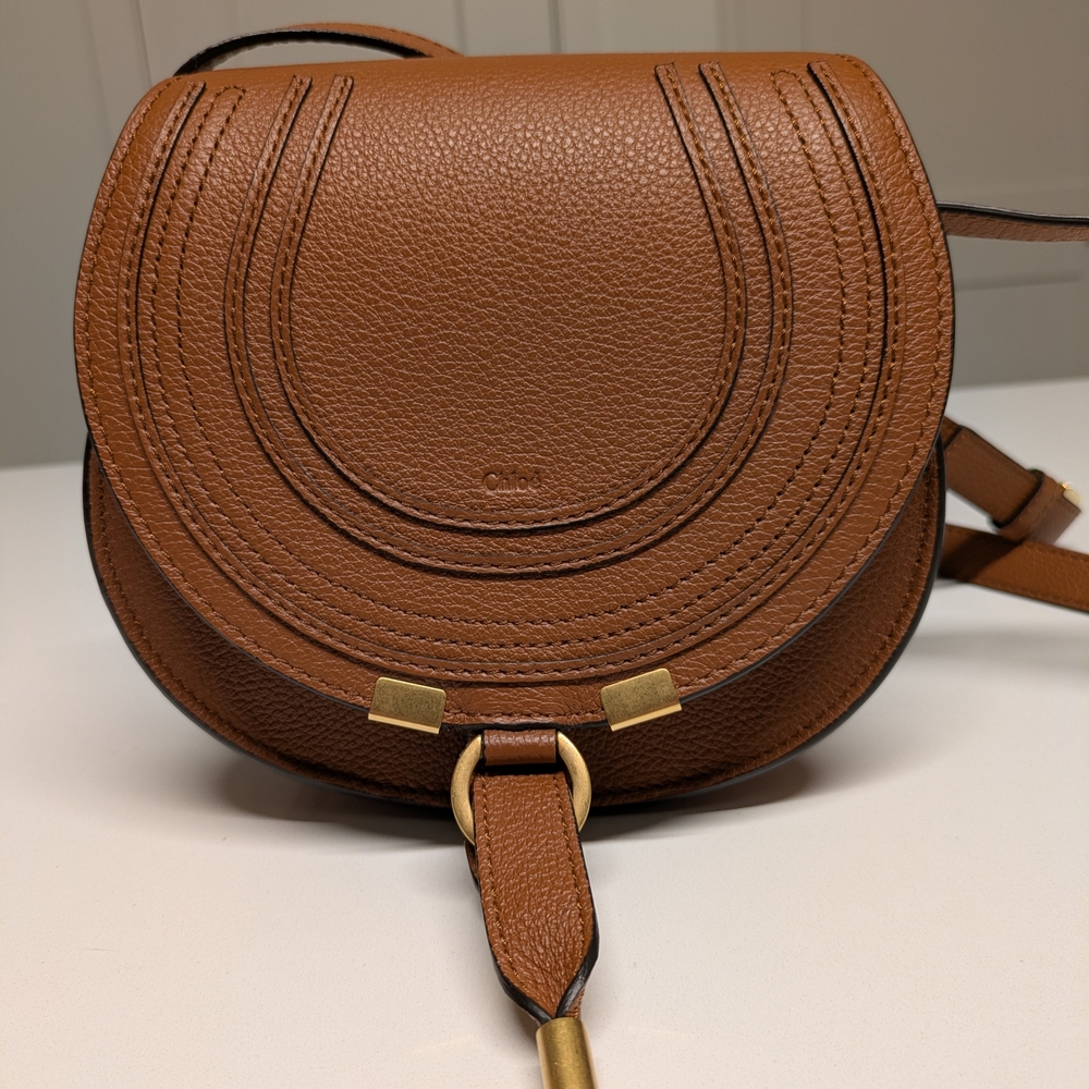 Chloe Marcie Small Tan Saddle Bag